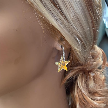 Star  Earrings, Swarovski Crystal Star Earrings, Glittering Crystal Star Earrings,Statement Earrings, Fancy Party Earrings, Holiday Earrings