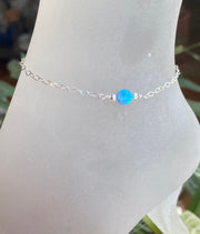 White Opal Bracelet, Minimalist Bracelet, Tiny Opal Bracelet, Blue Opal Bracelet, Opal Bracelet in Sterling Silver, Beaded Opal Bracelet
