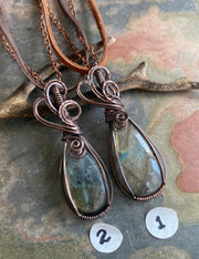 Wire Wrapped Labradorite Necklace in Copper,Blue Green Labradorite Pendant Necklace,Labradorite Tree of Life  Antiqued Copper, Labradorite