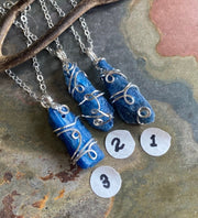 Handmade Wire Wrapped kyanite Necklace, Healing Blue Kyanite Necklace, Kyanite Jewelry, Raw kyanite Pendant Necklace in Sterling Silver