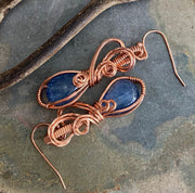 Kyanite Necklace, Kyanite Earirngs, Wire Wrapped kyanite Earrings, Kyanite Healing Earrings,  Raw kyanite Jewelry, Blue Kyanite Earrings