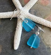 SeaGlass Earrings,Beach Glass Earrings in STERLING SILVER, Turquoise Blue Sea Glass Earrings,Beach Weddings, Beach Glass Jewelry,