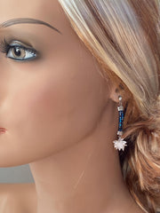 Snowflake Ball Earrings, Snowflake  Earrings, Glittering Swarovski Earrings, Statement Earrings, Fancy Party Earrings, Holiday Earrings