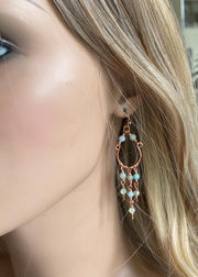 Chandelier Amazonite Earring for Wedding Formal Jewelry Boho Style Statement Piece Wire Wrapped Dangle Beach Set,