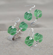 Green Beach Glass Earrings in Sterling Silver Earwires, May Birthstone Sea Glass Earrings, Green sea glass dangle earrings, Beach Earrings
