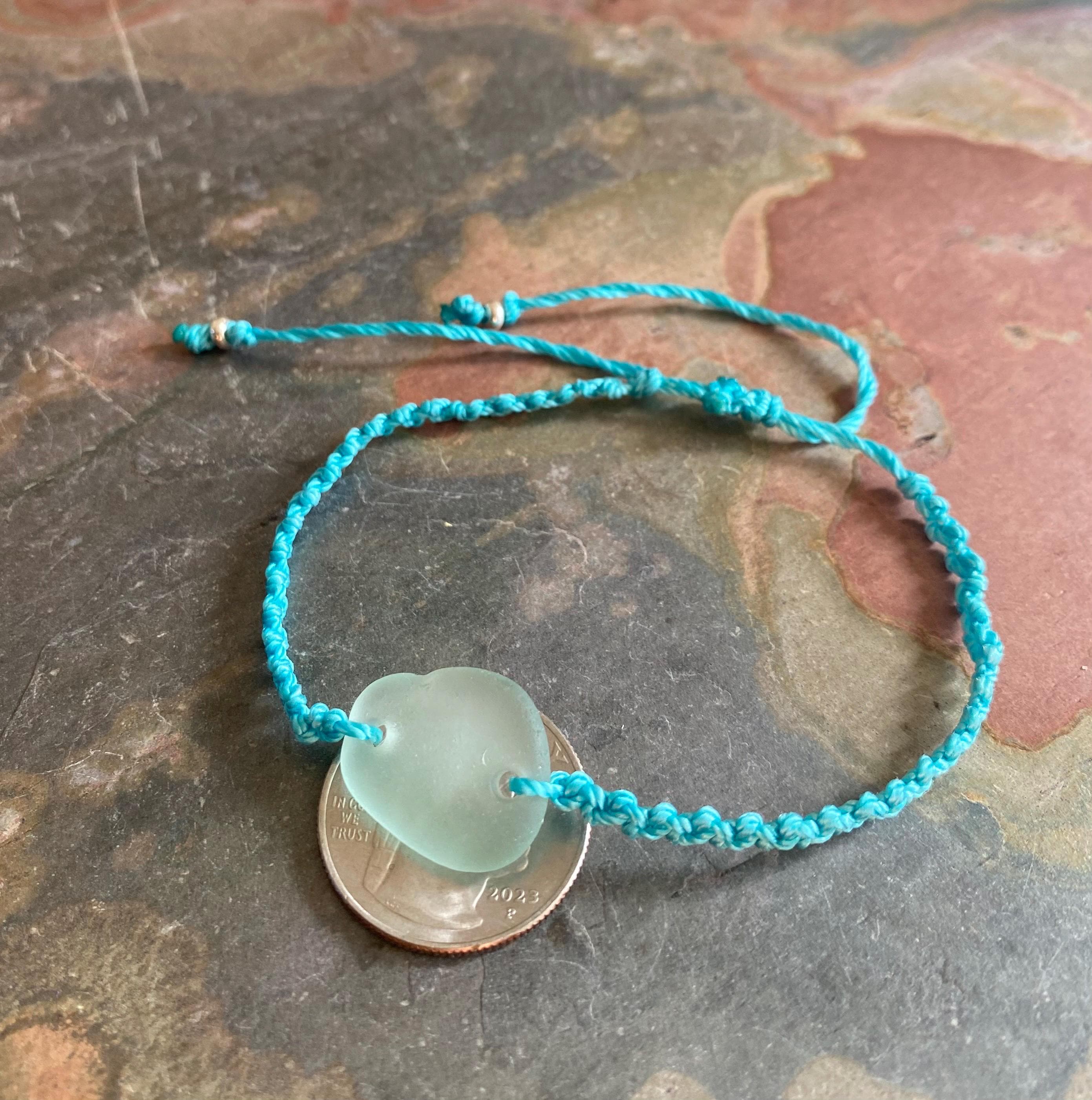 Handmade Macrame Sea Glass Bracelet, Adjustable Sea Glass Macrame Bracelets,Seafoam Bracelet, Nautical Sea Glass Bracelet,Surfer's Bracelet,