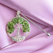 Tree of Life Brooch Pin-Lapel pin,Wire Wrapped Peridot Tree of life Brooch,Holiday Gift
