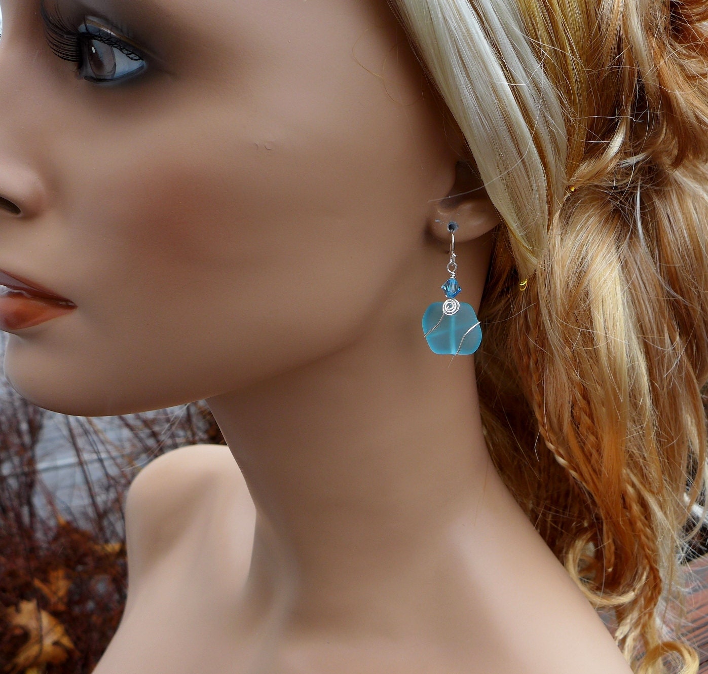 Beach Earrings,Aqua Blue Sea Glass Earrings in Sterling Silver, Aqua Blue Sea Glass Earrings, Beach Weddings, Aqua Blue  Dangling  Earrings