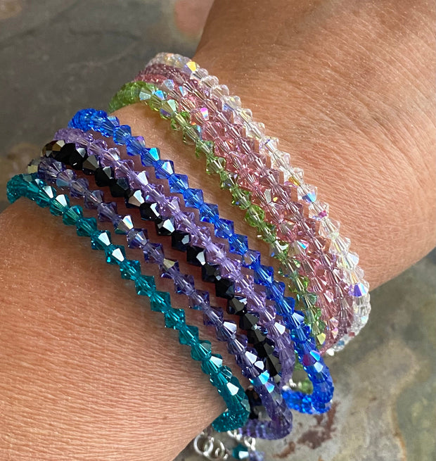 Crystal Bracelets, Swarovski Crystal Anklet/Bracelets in Sterling Silver, April Birthstone, Wedding/Bridesmaid Crystal Bracelets,