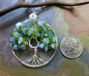 Sterling Silver Tree of Life Pendant Aquamarine/Peridot Gemstone Tree of Life Pendant