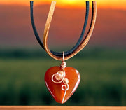 Wire Wrapped Carnelian Necklace in Copper Orange Carnelian Gemstone Necklace Carnelian Pendant Necklace, Carnelian Jewelry, Healing gemstone
