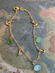 Sea Glass Anklet, Anklet in Gold Filled, Beach Style Summer Bracelet,  Beach Lover Nautical Jewelry Gifts For All Ages, Ocean Theme anklet