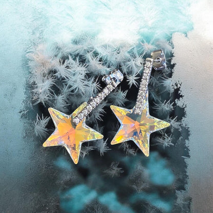 Star  Earrings, Swarovski Crystal Star Earrings, Glittering Crystal Star Earrings,Statement Earrings, Fancy Party Earrings, Holiday Earrings