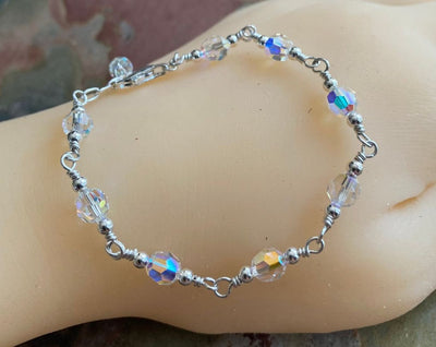 Swarovski 6 mm Crystal Bracelet /Anklet in Sterling Silver